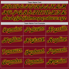 Load image into Gallery viewer, Custom Crimson Black Cream-Gold Bomber Full-Snap Varsity Letterman Two Tone Hoodie Jacket