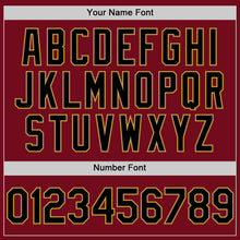 Load image into Gallery viewer, Custom Crimson Black Cream-Old Gold Bomber Full-Snap Varsity Letterman Two Tone Hoodie Jacket