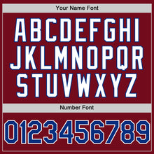 Load image into Gallery viewer, Custom Crimson Royal-White Bomber Full-Snap Varsity Letterman Two Tone Hoodie Jacket