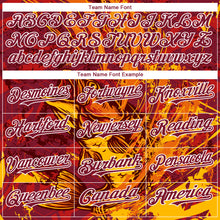 Load image into Gallery viewer, Custom Crimson Gold-White Largemouth Bass Fish Fishing 3D Bomber Full-Snap Varsity Letterman Hoodie Jacket