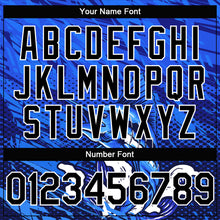 Load image into Gallery viewer, Custom Royal Black-White Marlin Fish Fishing 3D Bomber Full-Snap Varsity Letterman Hoodie Jacket