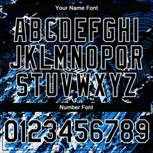 Load image into Gallery viewer, Custom Navy Black-White Marlin Fish Fishing 3D Bomber Full-Snap Varsity Letterman Hoodie Jacket