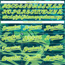 Load image into Gallery viewer, Custom Teal Neon Green-White Mahimah Fish Fishing 3D Bomber Full-Snap Varsity Letterman Hoodie Jacket