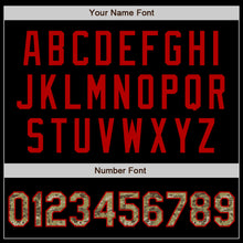 Load image into Gallery viewer, Custom Black Camo-Red Bomber Varsity Letterman Zipper Jacket