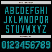 Load image into Gallery viewer, Custom Black Teal Bomber Varsity Letterman Zipper Jacket