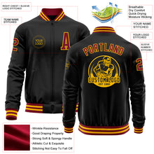 Load image into Gallery viewer, Custom Black Crimson-Gold Bomber Varsity Letterman Zipper Jacket