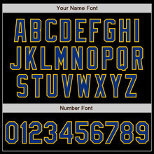 Load image into Gallery viewer, Custom Black Royal-Yellow Bomber Varsity Letterman Zipper Jacket