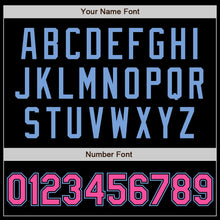 Load image into Gallery viewer, Custom Black Pink-Light Blue Bomber Varsity Letterman Zipper Jacket