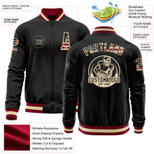 Load image into Gallery viewer, Custom Black Vintage USA Flag Cream-Maroon Bomber Varsity Letterman Zipper Jacket