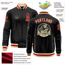 Load image into Gallery viewer, Custom Black Red-Cream Bomber Varsity Letterman Zipper Jacket