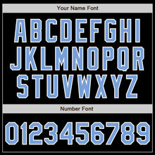 Load image into Gallery viewer, Custom Black Light Blue-White Bomber Varsity Letterman Zipper Jacket