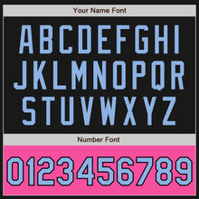 Load image into Gallery viewer, Custom Black Light Blue-Pink Bomber Varsity Letterman Two Tone Zipper Jacket