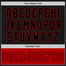 Load image into Gallery viewer, Custom Black Red Bomber Varsity Letterman Two Tone Zipper Jacket