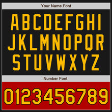 Load image into Gallery viewer, Custom Black Gold-Red Bomber Varsity Letterman Two Tone Zipper Jacket