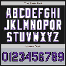 Load image into Gallery viewer, Custom Black Purple-Gray Bomber Varsity Letterman Two Tone Zipper Jacket