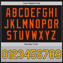 Load image into Gallery viewer, Custom Black Gold-Orange Bomber Varsity Letterman Two Tone Zipper Jacket