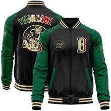 Load image into Gallery viewer, Custom Black Vintage Mexican Flag Kelly Green-Cream Bomber Varsity Letterman Two Tone Zipper Jacket