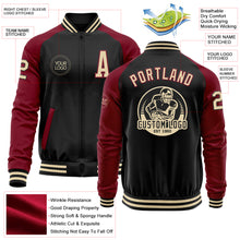 Load image into Gallery viewer, Custom Black Cream-Crimson Bomber Varsity Letterman Two Tone Zipper Jacket