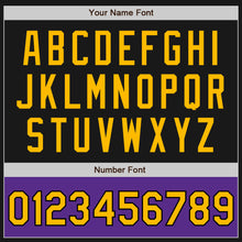 Load image into Gallery viewer, Custom Black Gold-Purple Bomber Varsity Letterman Two Tone Zipper Jacket