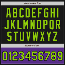 Load image into Gallery viewer, Custom Black Neon Green-Purple Bomber Varsity Letterman Two Tone Zipper Jacket