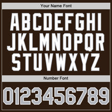 Load image into Gallery viewer, Custom Brown Gray-White Bomber Full-Snap Varsity Letterman Hoodie Jacket