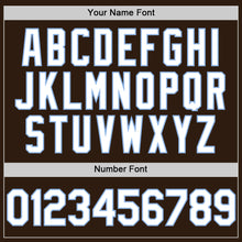 Load image into Gallery viewer, Custom Brown White-Light Blue Bomber Full-Snap Varsity Letterman Hoodie Jacket