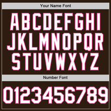 Load image into Gallery viewer, Custom Brown White-Pink Bomber Full-Snap Varsity Letterman Two Tone Hoodie Jacket