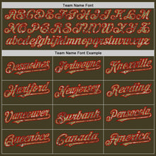 Load image into Gallery viewer, Custom Olive Camo Red-Black Bomber Full-Snap Varsity Letterman Salute To Service Hoodie Jacket