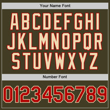 Load image into Gallery viewer, Custom Olive Red-Cream Bomber Full-Snap Varsity Letterman Salute To Service Hoodie Jacket