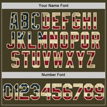 Load image into Gallery viewer, Custom Olive Vintage USA Flag Cream-Black Bomber Full-Snap Varsity Letterman Two Tone Salute To Service Hoodie Jacket