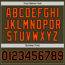 Load image into Gallery viewer, Custom Olive Black-Orange Bomber Full-Snap Varsity Letterman Two Tone Salute To Service Hoodie Jacket