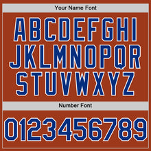 Load image into Gallery viewer, Custom Texas Orange Royal-White Bomber Full-Snap Varsity Letterman Two Tone Hoodie Jacket