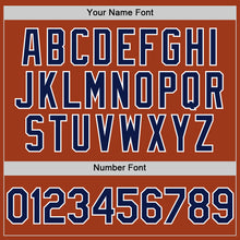 Load image into Gallery viewer, Custom Texas Orange Navy-White Bomber Full-Snap Varsity Letterman Two Tone Hoodie Jacket