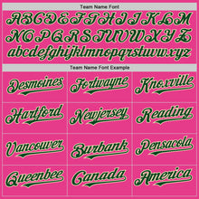 Load image into Gallery viewer, Custom Pink Green-Cream Bomber Full-Snap Varsity Letterman Hoodie Jacket