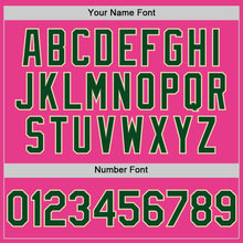 Load image into Gallery viewer, Custom Pink Green-Cream Bomber Full-Snap Varsity Letterman Hoodie Jacket