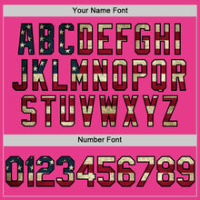 Load image into Gallery viewer, Custom Pink Vintage USA Flag Black-Cream Bomber Full-Snap Varsity Letterman Hoodie Jacket