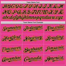 Load image into Gallery viewer, Custom Pink Black-Gold Bomber Full-Snap Varsity Letterman Hoodie Jacket