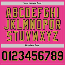 Load image into Gallery viewer, Custom Pink Black-Old Gold Bomber Full-Snap Varsity Letterman Hoodie Jacket