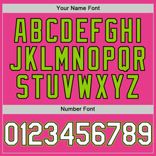 Load image into Gallery viewer, Custom Pink Black-Neon Green Bomber Full-Snap Varsity Letterman Hoodie Jacket