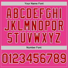 Load image into Gallery viewer, Custom Pink Red-White Bomber Full-Snap Varsity Letterman Hoodie Jacket