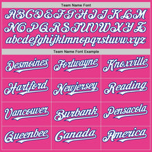 Load image into Gallery viewer, Custom Pink White-Royal Bomber Full-Snap Varsity Letterman Hoodie Jacket