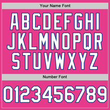 Load image into Gallery viewer, Custom Pink White-Royal Bomber Full-Snap Varsity Letterman Hoodie Jacket