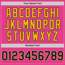 Load image into Gallery viewer, Custom Pink Navy-Gold Bomber Full-Snap Varsity Letterman Hoodie Jacket