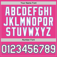 Load image into Gallery viewer, Custom Pink Black-Light Blue Bomber Full-Snap Varsity Letterman Hoodie Jacket