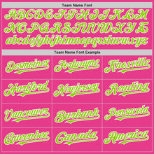 Load image into Gallery viewer, Custom Pink Neon Green-White Bomber Full-Snap Varsity Letterman Hoodie Jacket