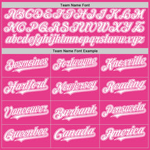 Load image into Gallery viewer, Custom Pink White Bomber Full-Snap Varsity Letterman Hoodie Jacket