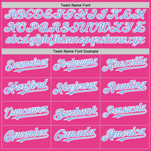 Load image into Gallery viewer, Custom Pink Light Blue-White Bomber Full-Snap Varsity Letterman Hoodie Jacket