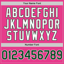 Load image into Gallery viewer, Custom Pink Green-White Bomber Full-Snap Varsity Letterman Two Tone Hoodie Jacket