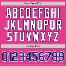 Load image into Gallery viewer, Custom Pink Royal-White Bomber Full-Snap Varsity Letterman Two Tone Hoodie Jacket