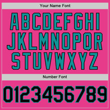 Load image into Gallery viewer, Custom Pink Black-Teal Bomber Full-Snap Varsity Letterman Two Tone Hoodie Jacket